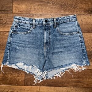 Alexander Wang Size 28 Bite Style Sexy 100% Cotton Denim Distressed Shorts Blue